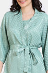 Zivame Checkered Sheen Woven Robe - Granite Green — thumbnail 5